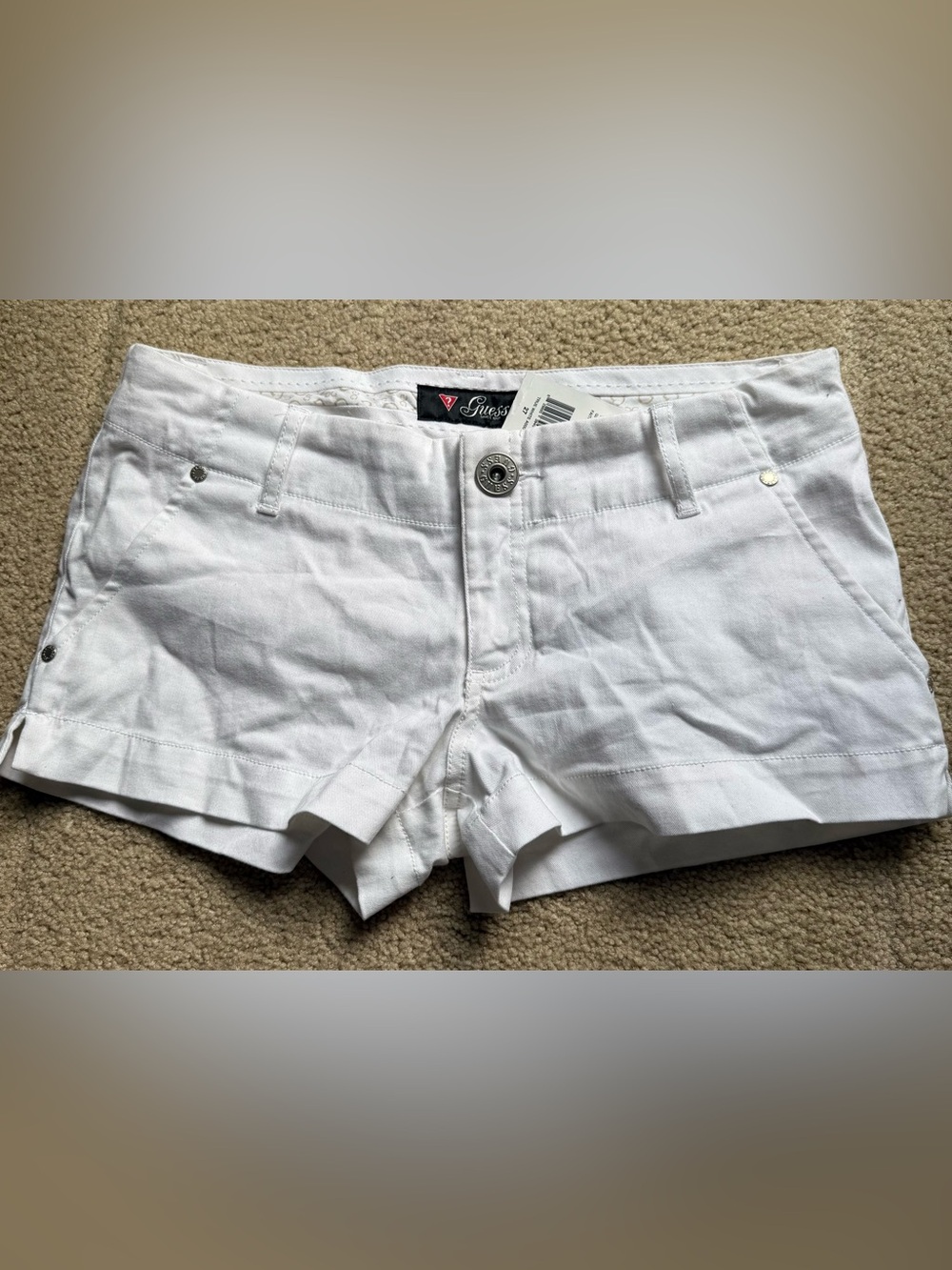 Guess White Low-Rise Denim Shorts